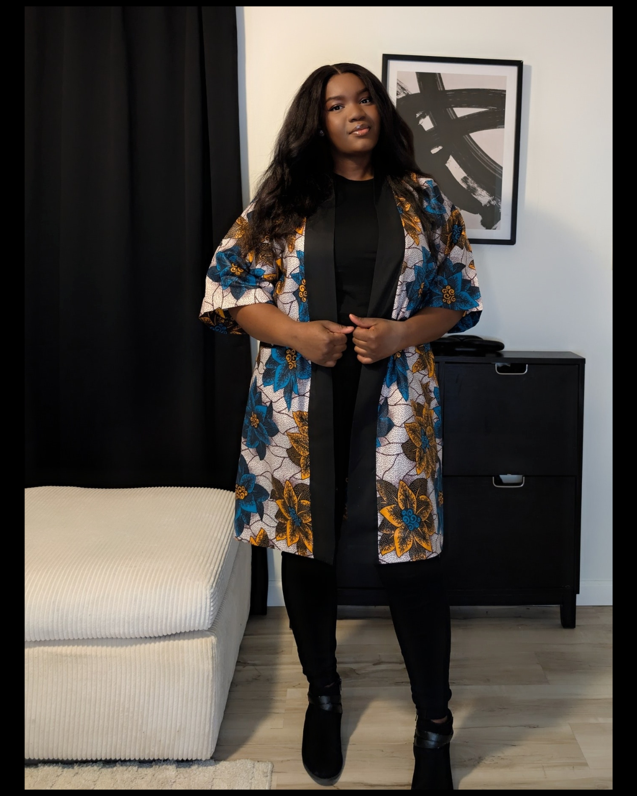 Kimono Cardigan (Teal & Gold)