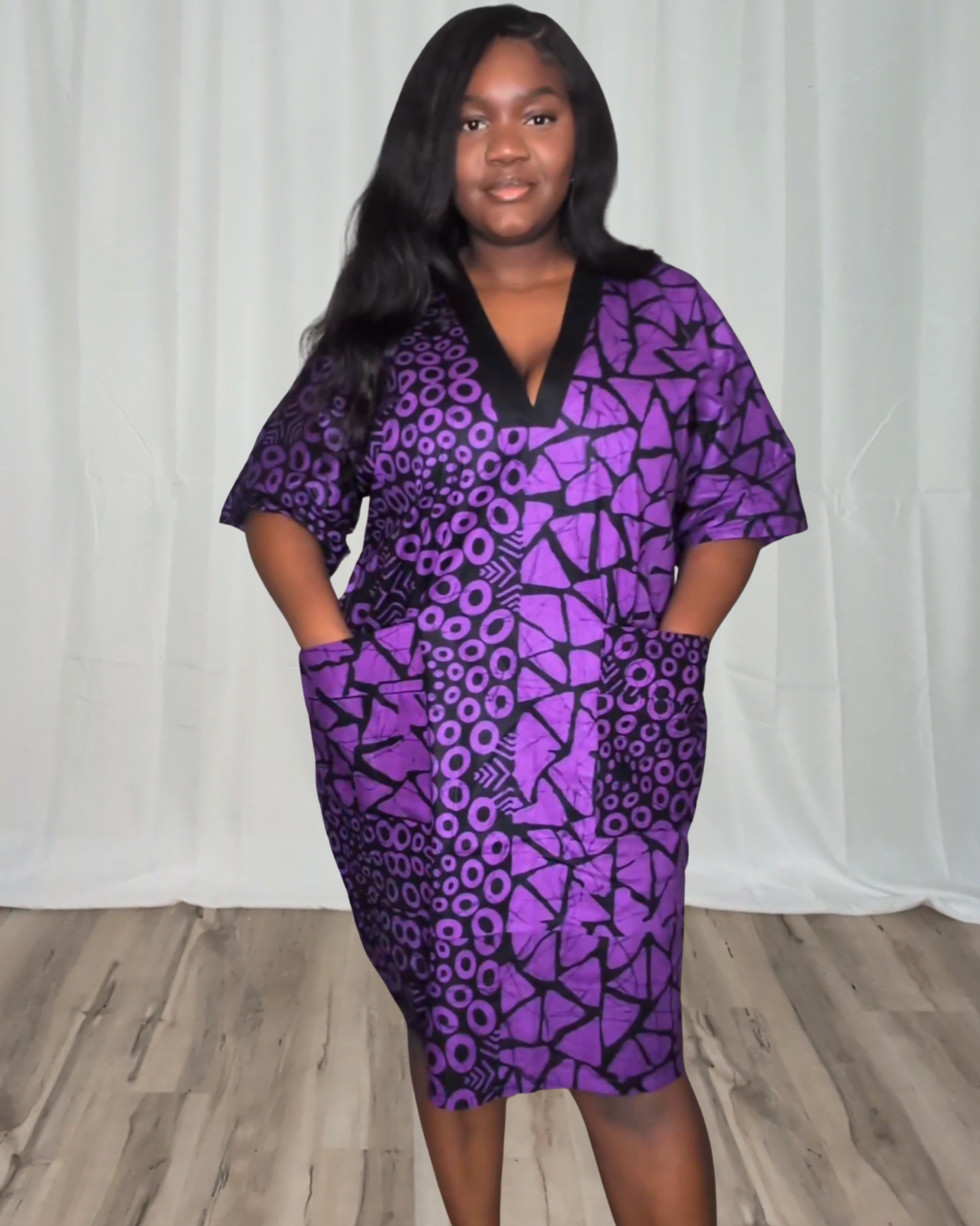 Boubou Kaftan (Black & Purple)