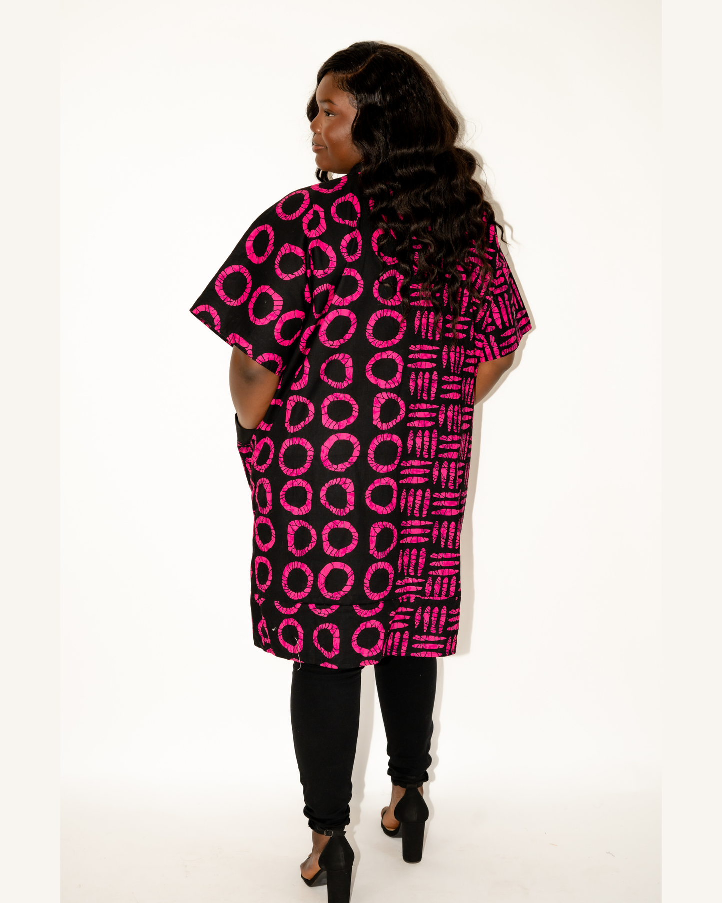 Pink and Black Kimono Cardigan