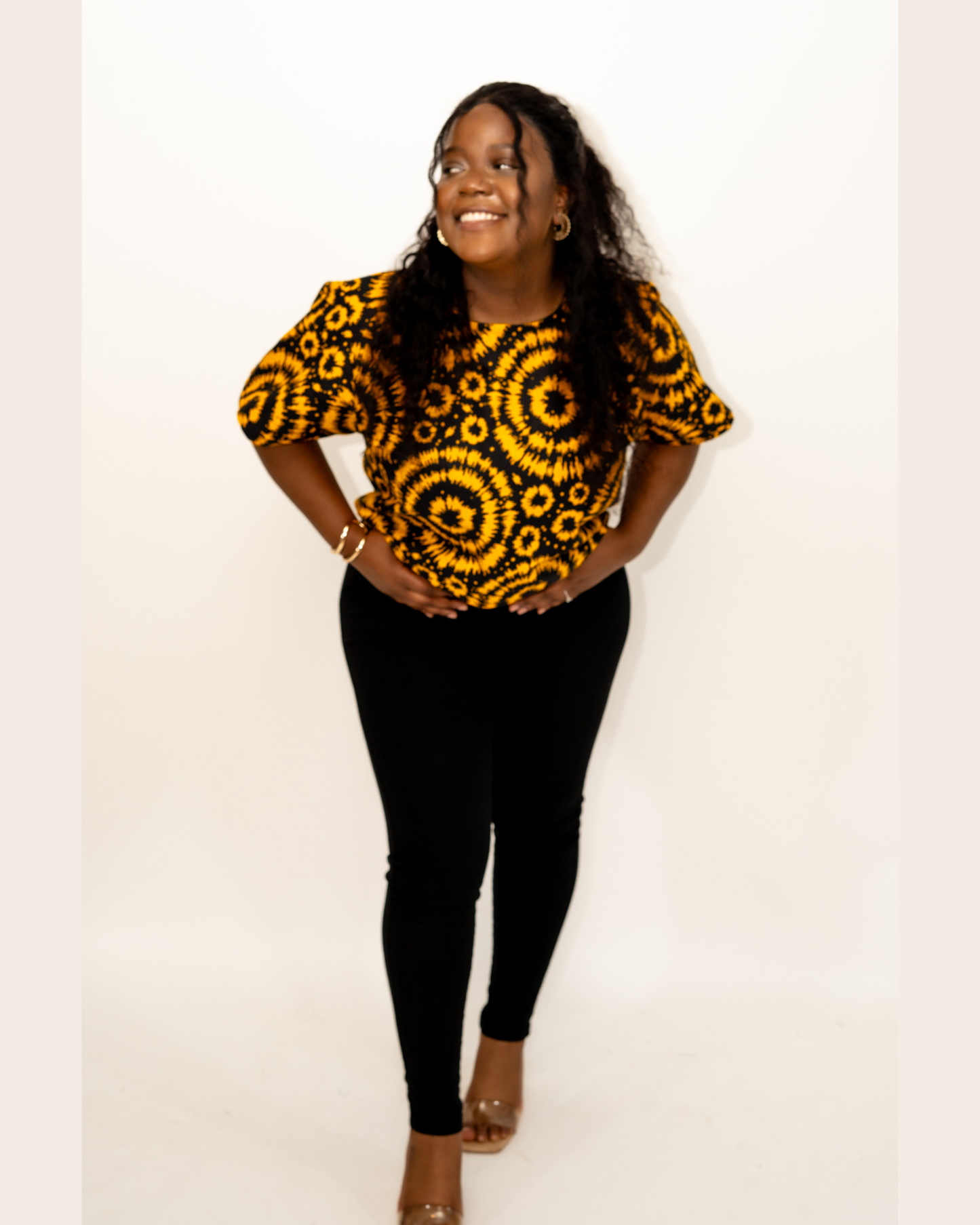 Yellow and Black Ankara Top