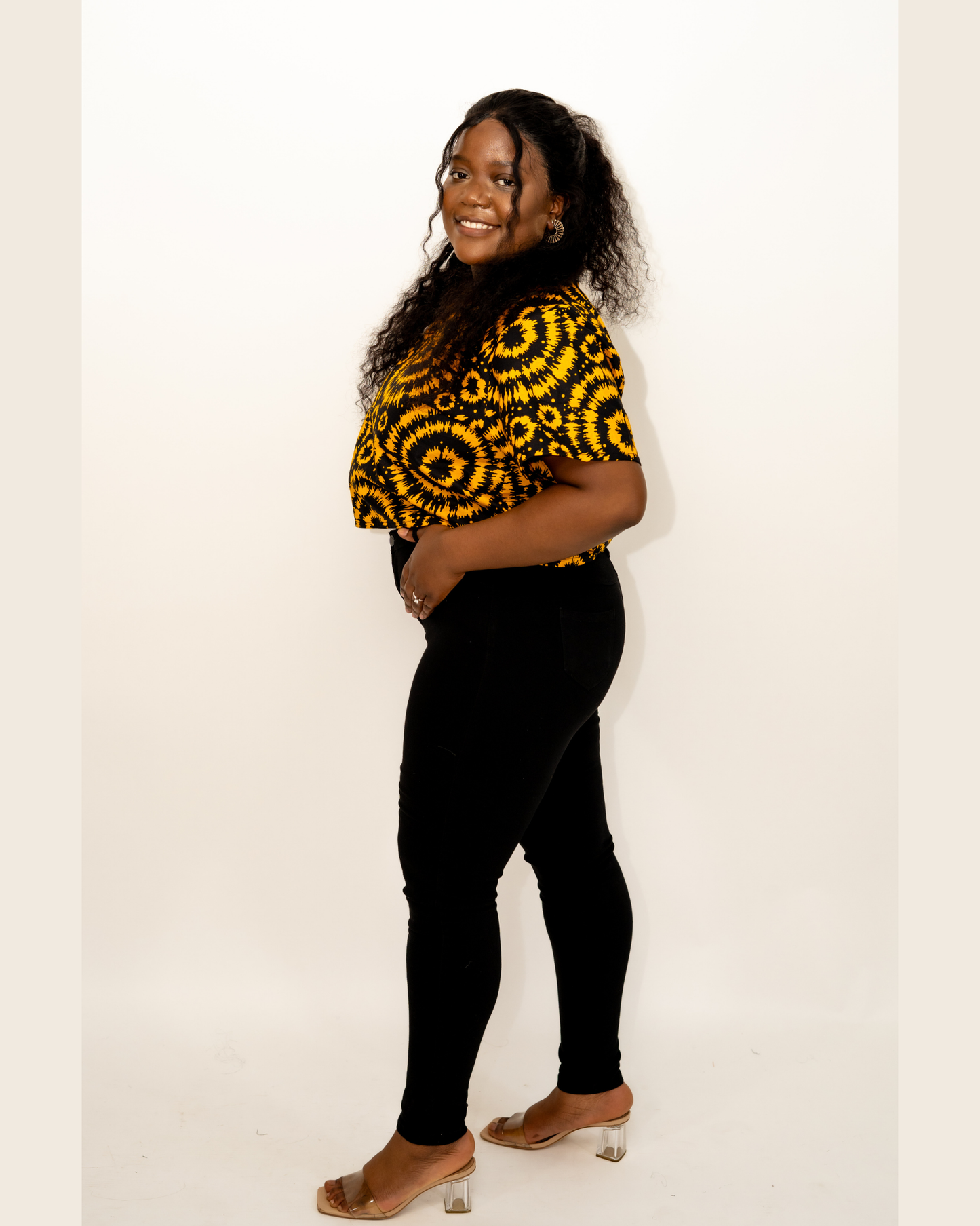 Yellow and Black Ankara Top