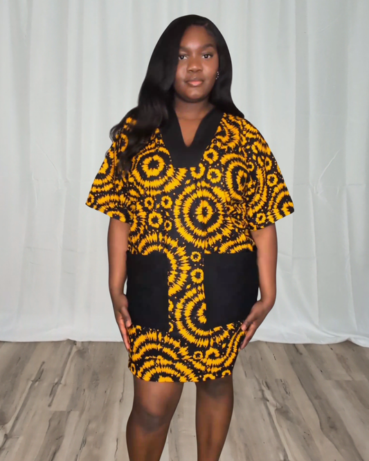 Boubou Kaftan (Yellow & Black)