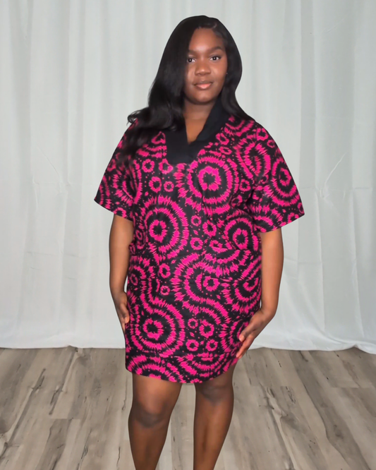 Boubou Kaftan (Black & Pink)