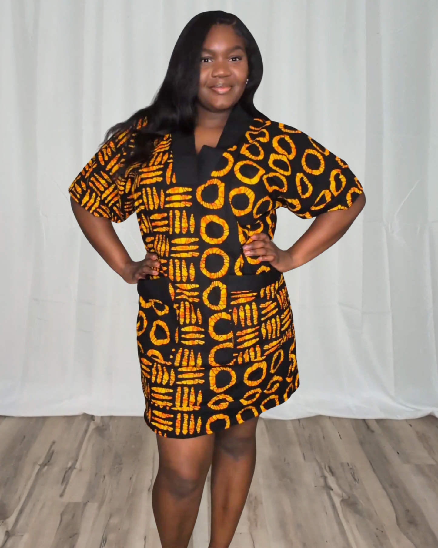 Boubou Kaftan (Orange & Black)