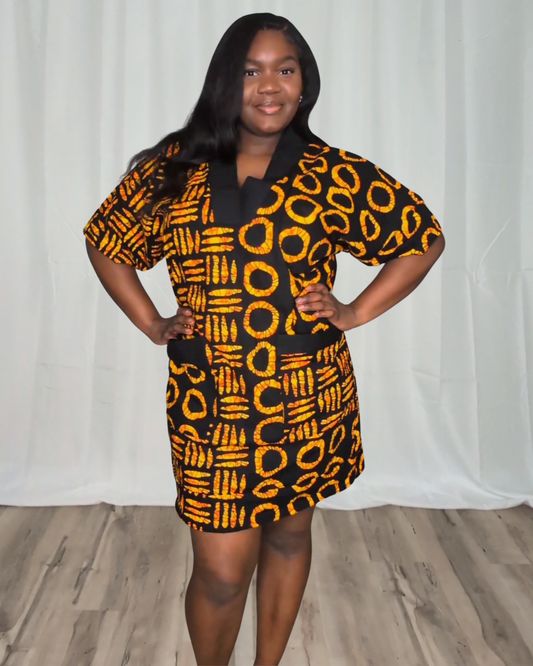 Boubou Kaftan (Orange & Black)