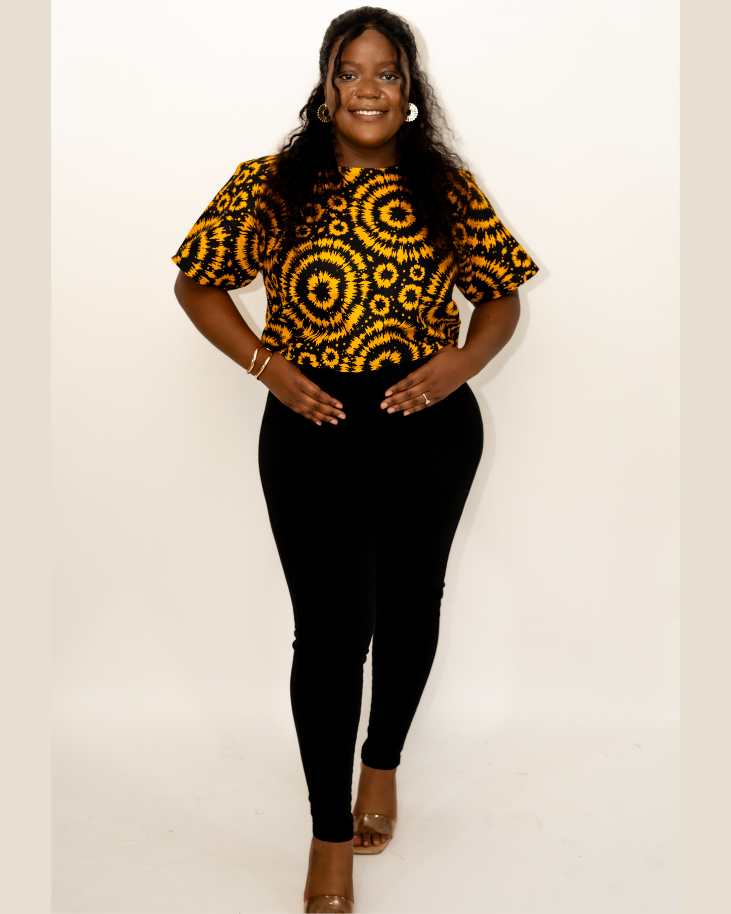 Yellow and Black Ankara Top