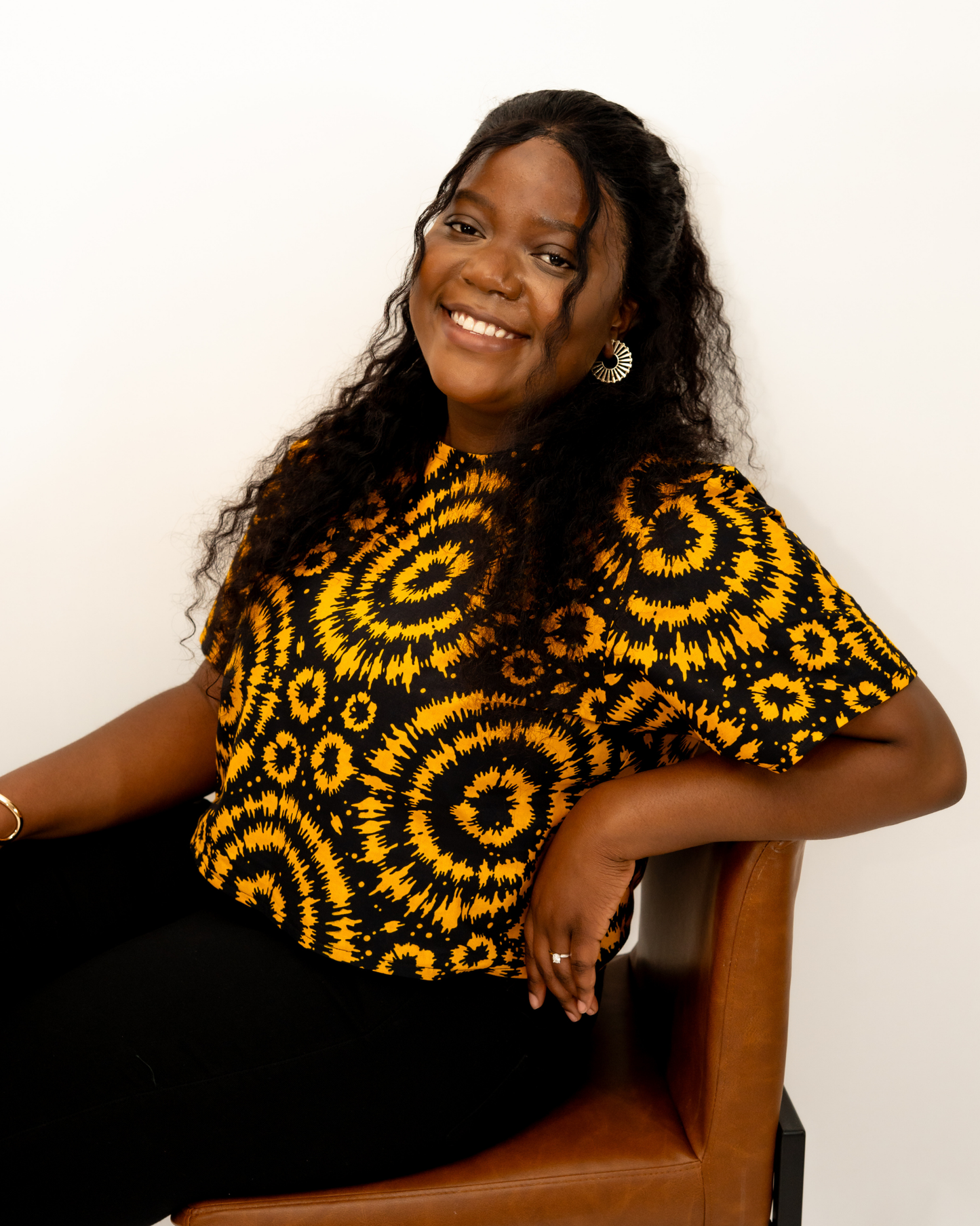 Yellow and Black Ankara Top