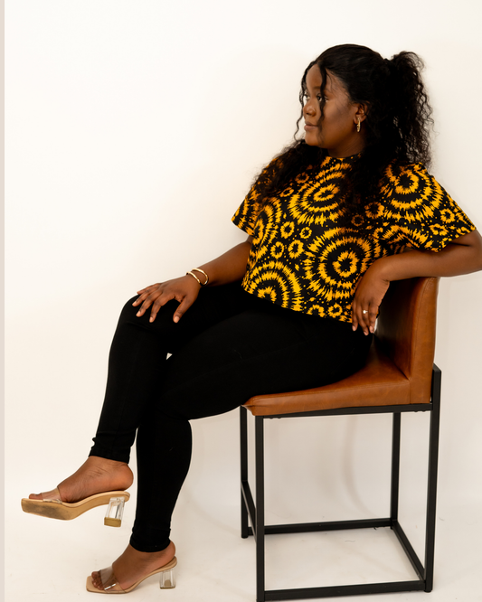 Yellow and Black Ankara Top